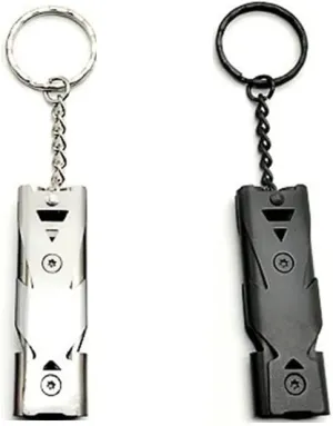 150 Decibels Emergency Survival Whistle Double Tubes Safety Whistles 2 pack with keychain For Dog Walking, Safety, Training, Kids, Outdoor Camping