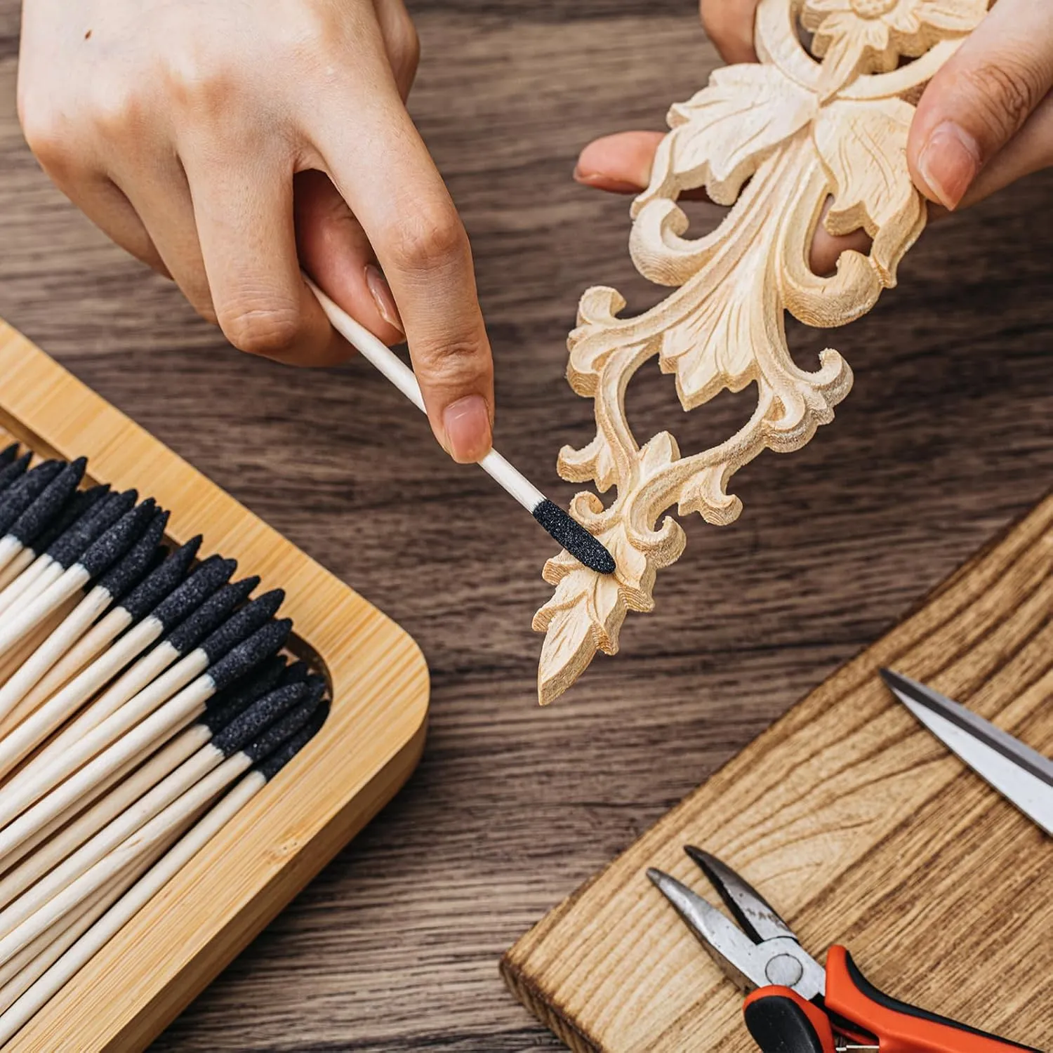 150 Pcs Sanding Sticks Double End Matchsticks Sanding Twigs Fine Detailing Polishing Sticks for Plastic Models Wood Hobby, 120/280 Grit, 5.4 x 0.3 Inch