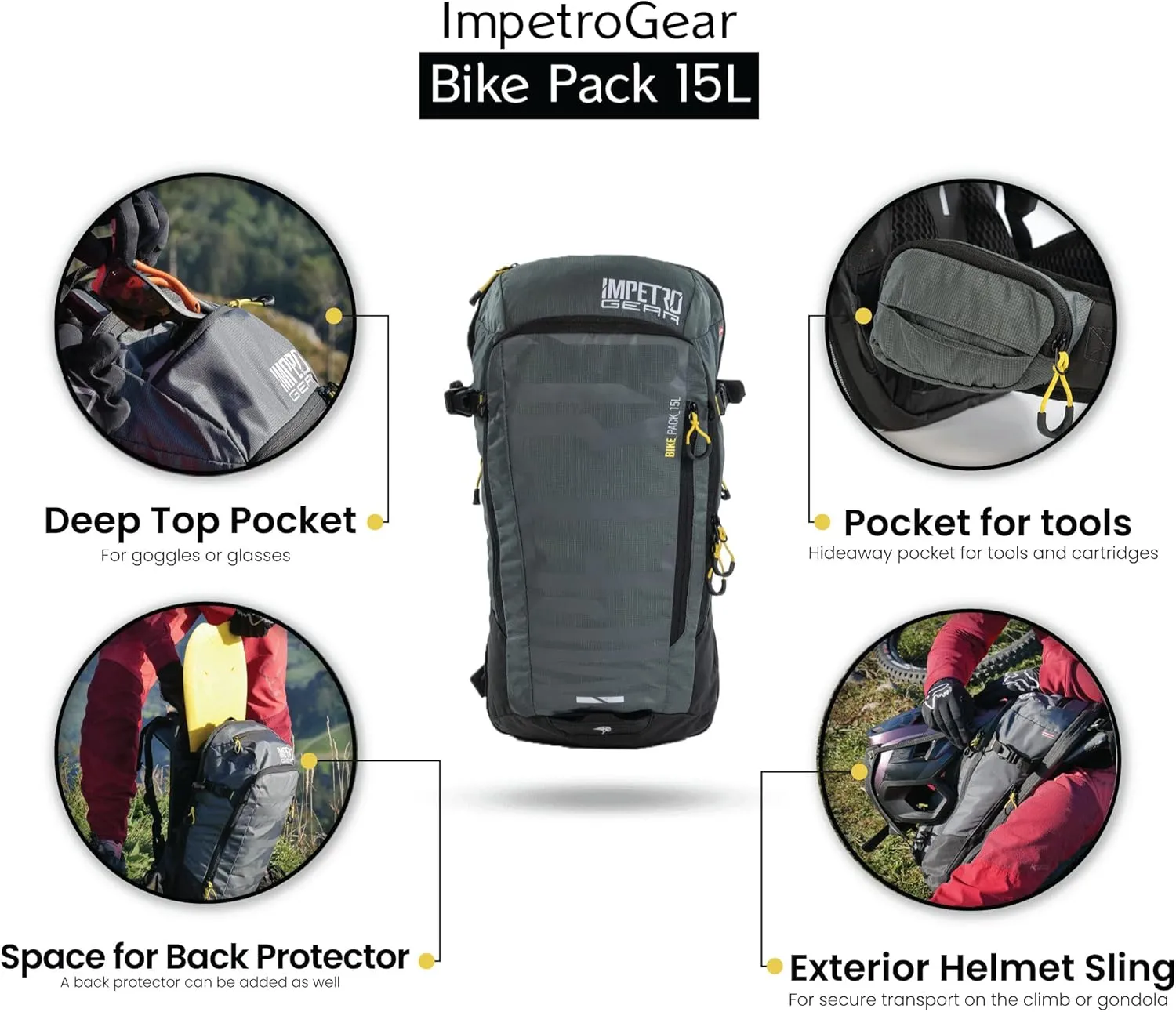 15L Biking Backpack for Men and Women - Large Capacity Hiking Backpack - Water Repellent Mountain bike Backpack - Lightweight and Waterproof Outdoor Backpack for Traveling and Camping