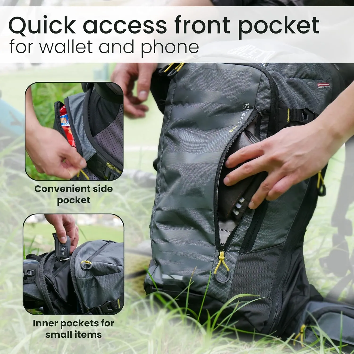 15L Biking Backpack for Men and Women - Large Capacity Hiking Backpack - Water Repellent Mountain bike Backpack - Lightweight and Waterproof Outdoor Backpack for Traveling and Camping