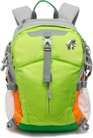 15L Preschool Kids Outdoor Waterproof Hiking Camping Travel Backpack, Durable, Padded Straps, Rain Cover & Picnic Mat (Dinosaur)