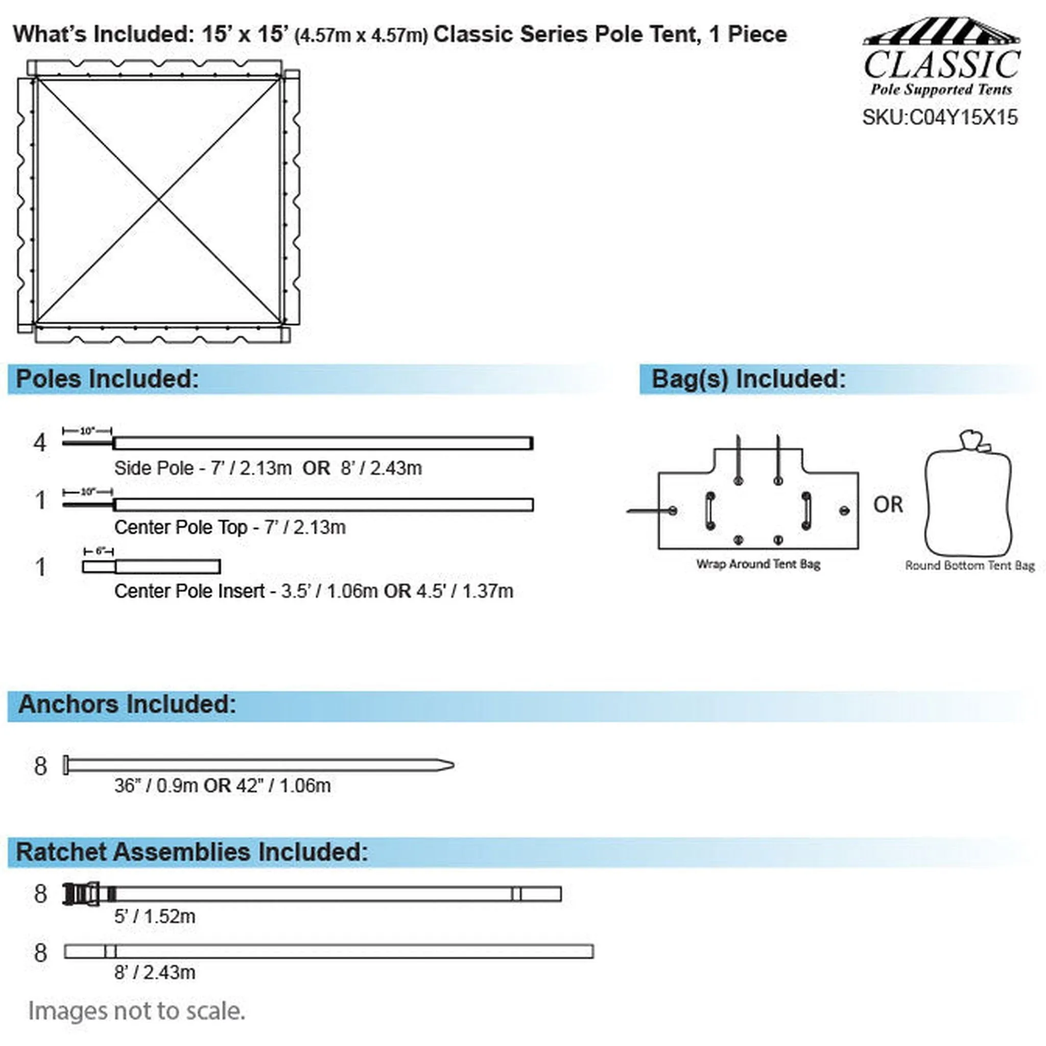 15x15 Classic Series Pole Tent
