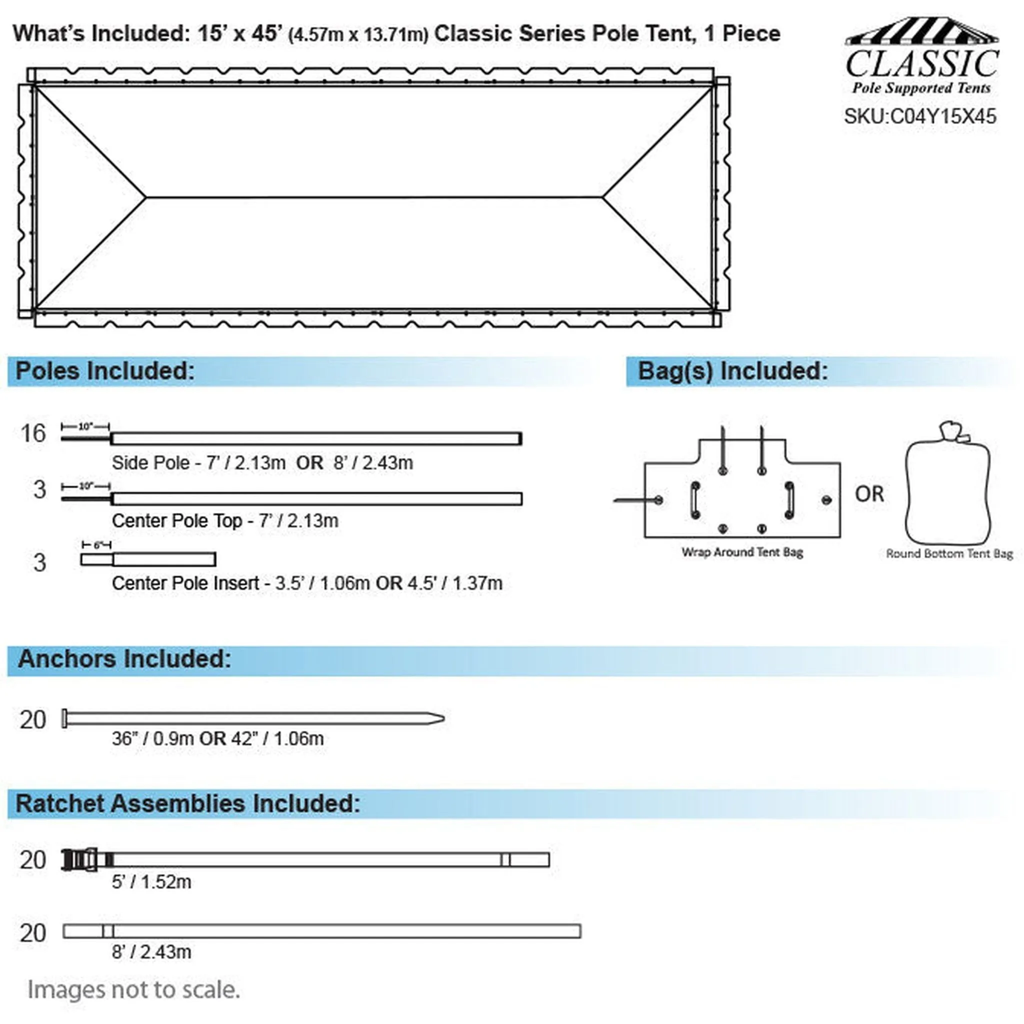 15x45 Classic Series Pole Tent