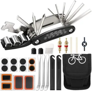 16 in 1 Multi-Function Bike Bicycle Cycling Mechanic Repair Tool Kit, Tire Repair, Motorcycle Portable Multifunctional Repair Tool Set， Folding Metric Repair Tool Set Kit