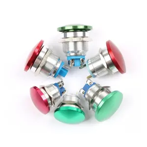 16/19/22mm Metal Aluminum Switch Push Button Mushroom Emergency Stop Push Button Waterproof Switch momentary 1NO 16MG/L.F.C (Color : Red, Size : 22_Welding Foot)