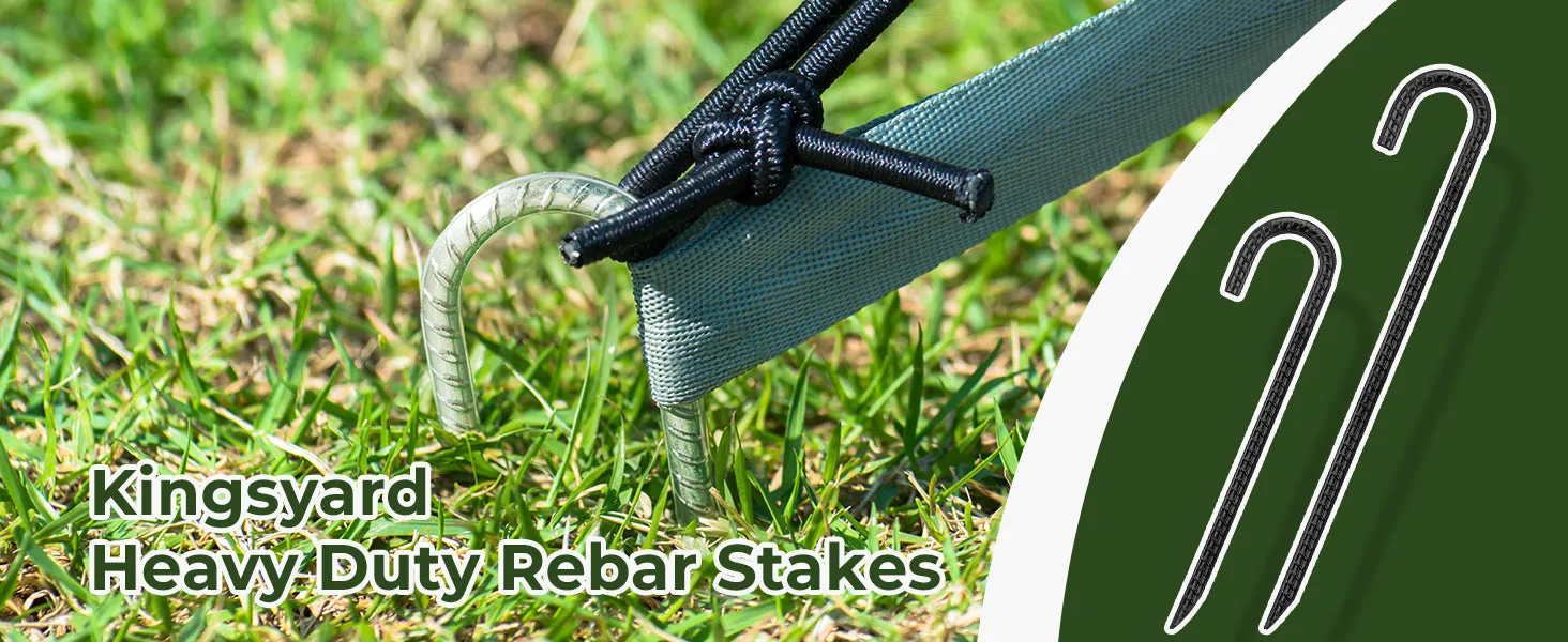 16pcs Galvanized Steel J Hook Rebar Stakes-16"x0.4" Ground Anchors