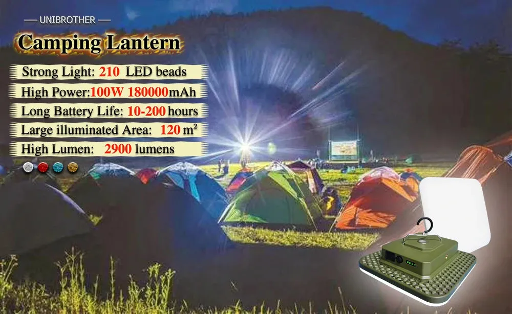18,000mAh 100W LED Camping Lantern - Rechargeable Magnetic Torch & Tent Light for Emergencies & Work
