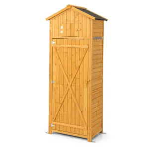 180.5CM Tall Outdoor Storage Shed with Lockable Doors and Foldable Table