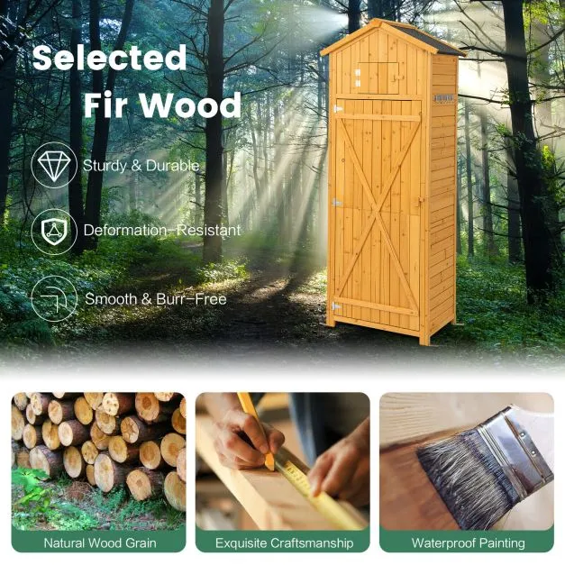 180.5CM Tall Outdoor Storage Shed with Lockable Doors and Foldable Table