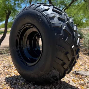 18x8.0-8 RXAL LUG Directional All Terrain Golf Cart/ATV Tires and 8" Black Steel Golf Cart Wheels Combo - Set of 4