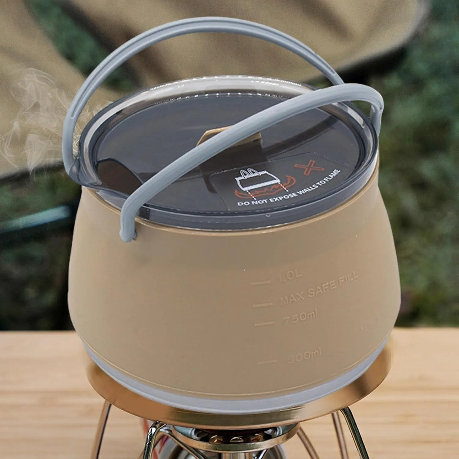1L Compact Collapsible Cooking Pot Travel Hiking Fishing Picnic Boiling Water Kettle Tea Pot Outdoor Camp Cookware