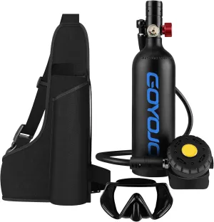 1L Mini Scuba Tank with Mask – DOT Certified Portable Diving Air Tank, 3000 PSI Max Pressure, 8 Minute Underwater Breathing for Snorkeling & Scuba Diving