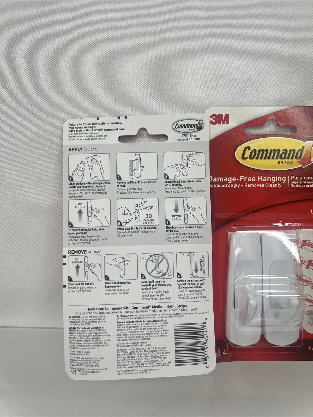 (2) Command Medium Utility Hooks 17001 Reusable Damage Free Hanging White 2pk