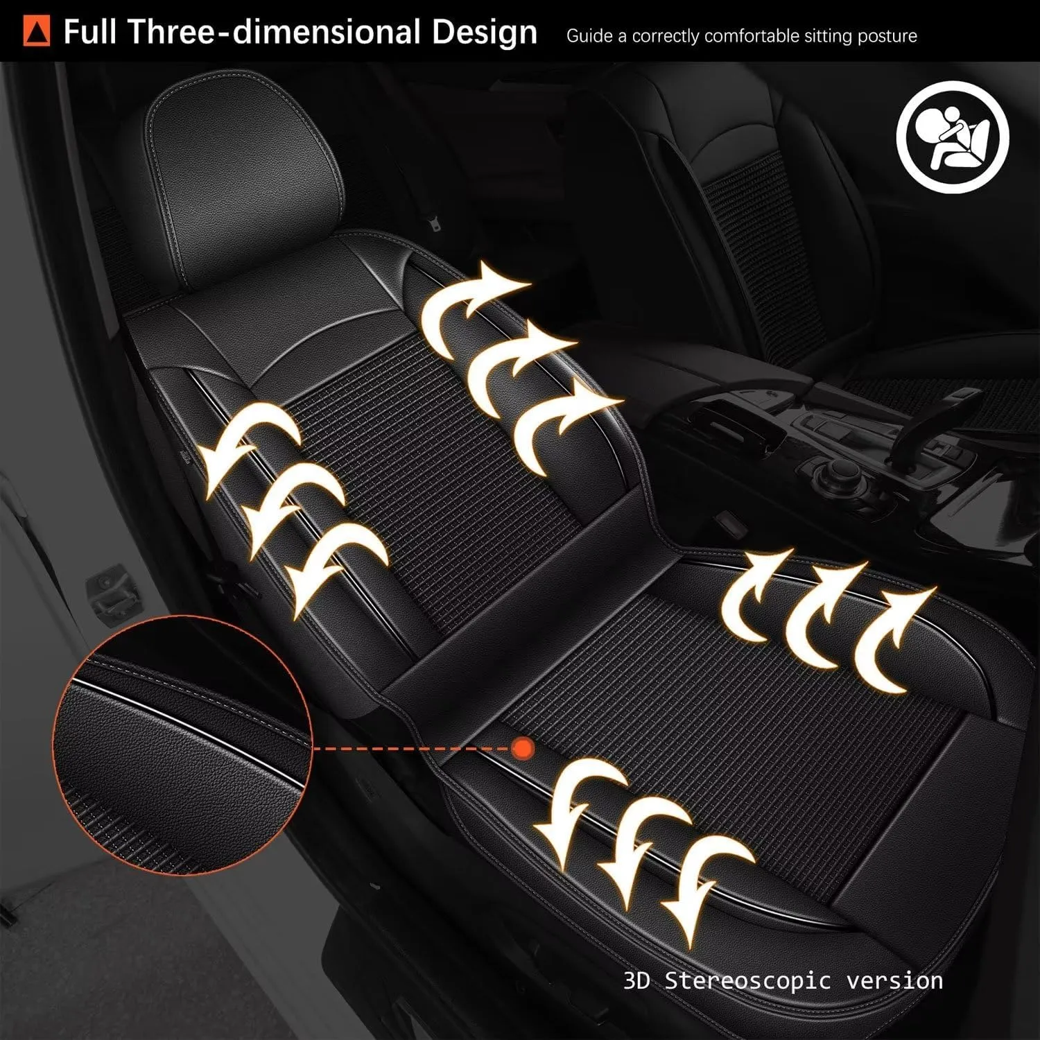 2 Front Car Seat Covers Fit for Chevy/Chevrolet Suburban 2009-2023 2024 2025 Ice Silk Leather Breathable Waterproof Automotive Seat Cushion Compatible Airbag (2 Seats & Black)