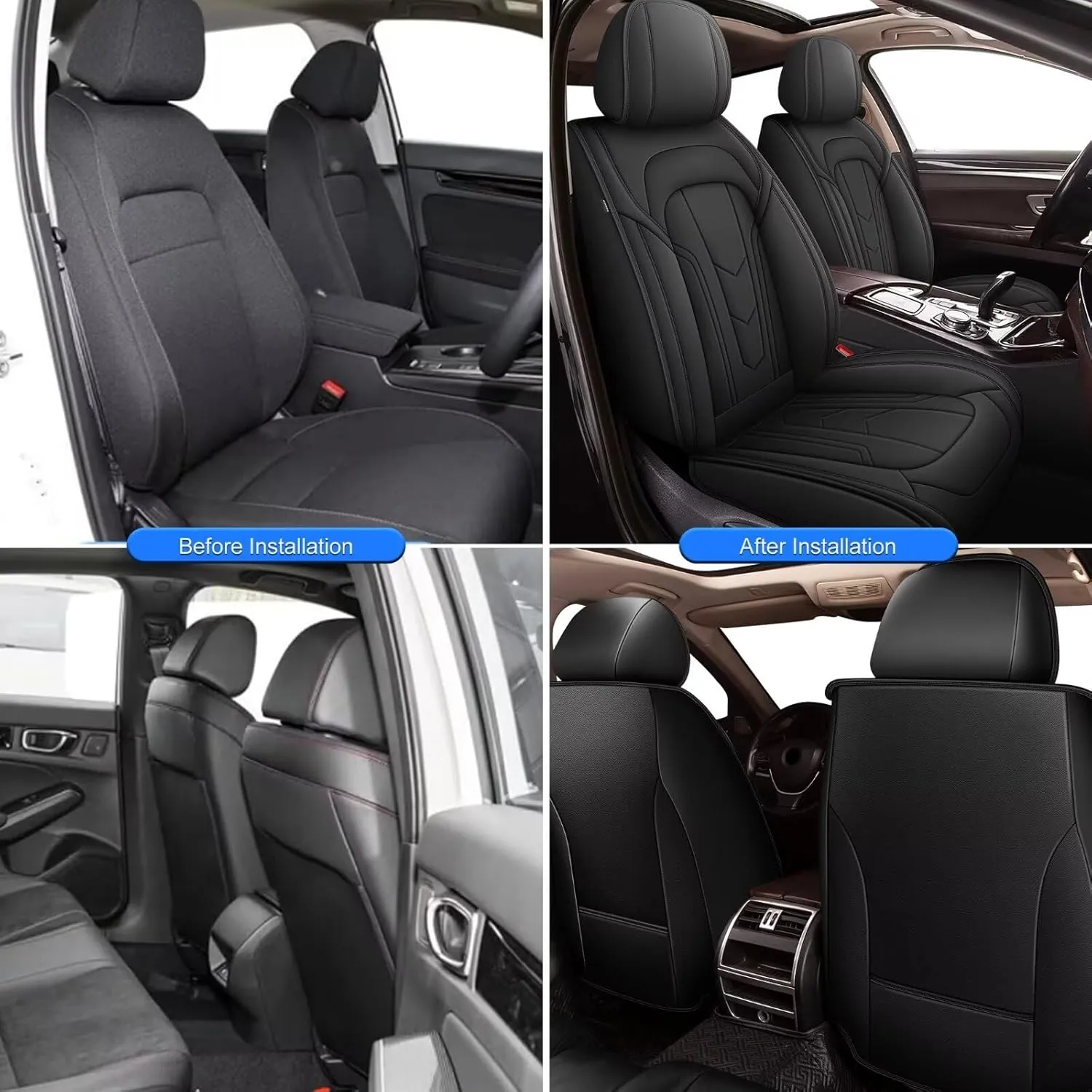 2 Front Seat Covers Fit for Jeep Renegade 2015-2023, Premium Leather Car Seat Covers, Waterproof & Airbag-Compatible Seat Cushion Automotive Seat Protectors(2 Seats, Black)