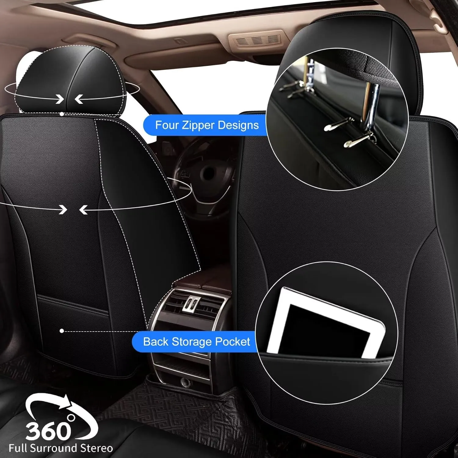 2 Front Seat Covers Fit for Jeep Renegade 2015-2023, Premium Leather Car Seat Covers, Waterproof & Airbag-Compatible Seat Cushion Automotive Seat Protectors(2 Seats, Black)