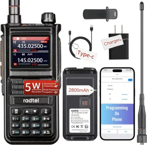 (2 Gen) Radtel RT-470X Plus Tri Band Ham Radio (Mobile App Bluetooth Programming) 256CH Aviation Air Band Radio Long Range Handheld Walkie Talkie NOAA USB-C Rechargeable AM FM