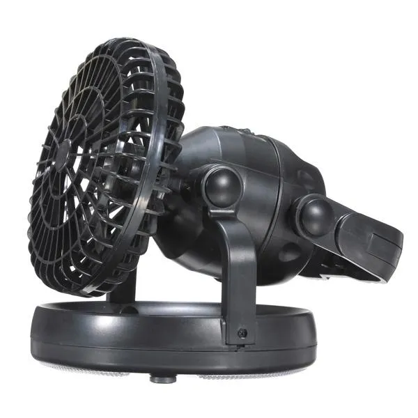 2-in-1 Outdoor 18-LED White Light Ceiling Fan Camping Lamp Black