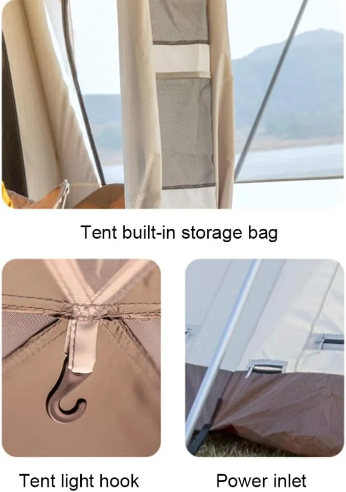 2-Layer Camping Tent with Removable Waterproof Rain Fly Ventilated Cabin Tent with Carrying Bag for Outdoor,Picnic,Camping,Family,Friends Gathering, 540X315X200CM, White