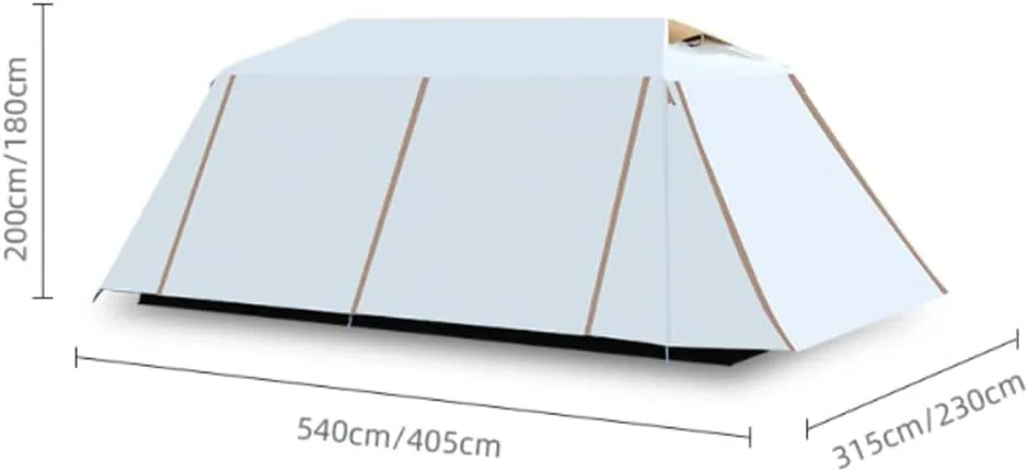 2-Layer Camping Tent with Removable Waterproof Rain Fly Ventilated Cabin Tent with Carrying Bag for Outdoor,Picnic,Camping,Family,Friends Gathering, 540X315X200CM, White