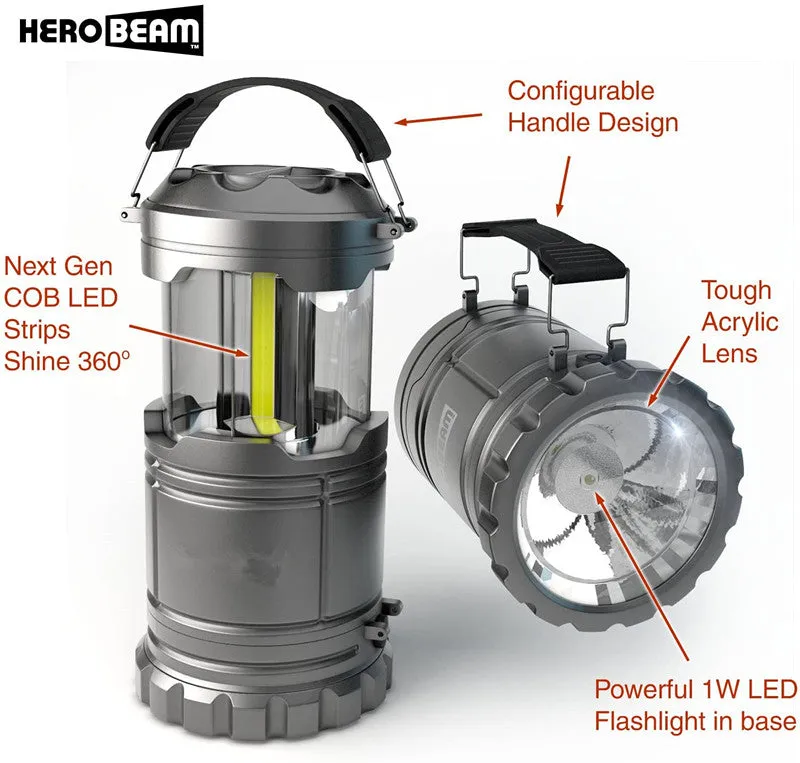 2 Pack LED Portable Lanterns with Magnetic Base, COB LED Camping Lantern Flashlights