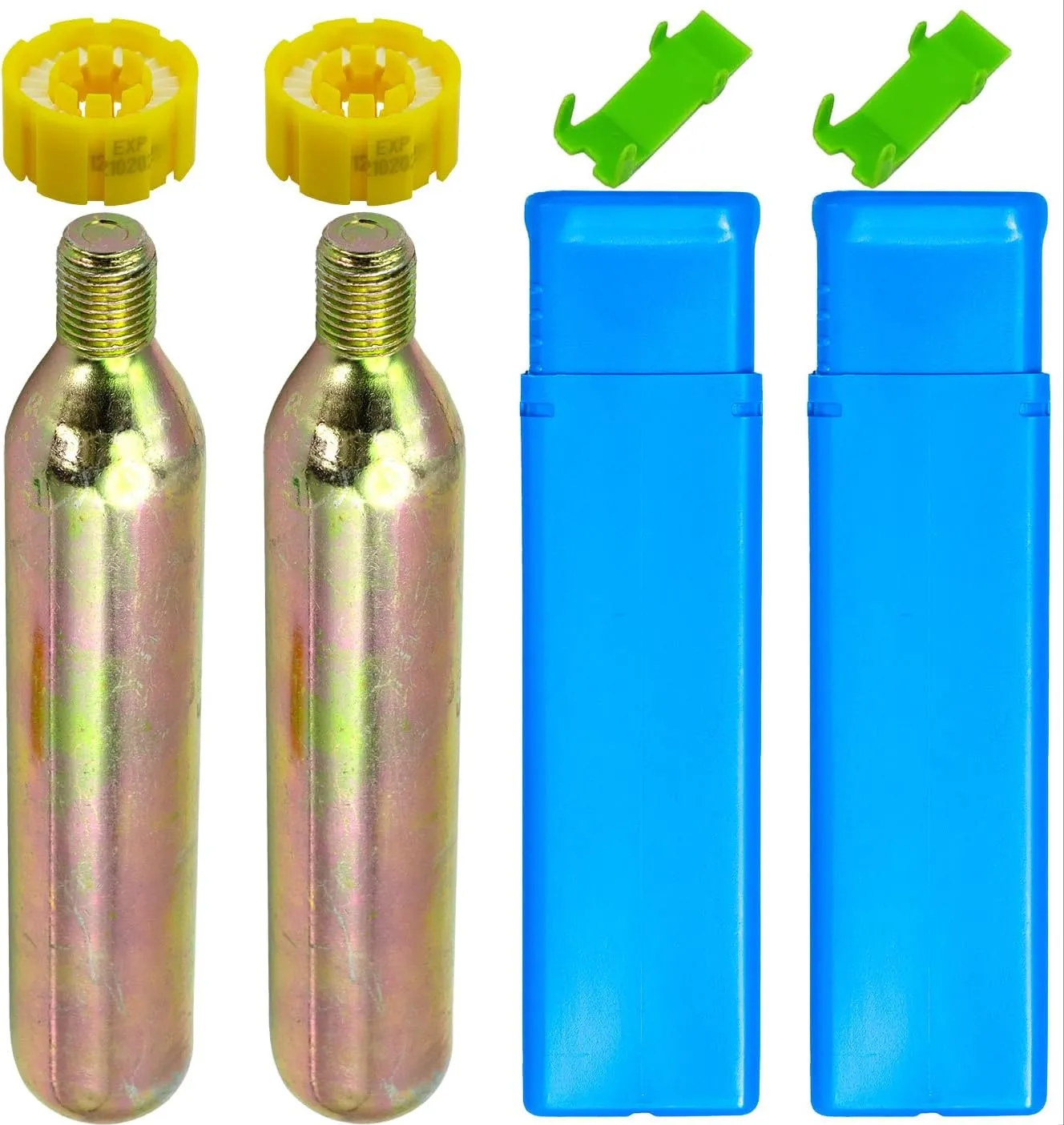 2 Pack PFD 24/33 Grams CO2 Cylinder Cartridge 1/2-inch Thread for Inflatable Life Jacket Life Vest Lifesaving Belt for Water Sports Fishing, Surfing, Sea Activities