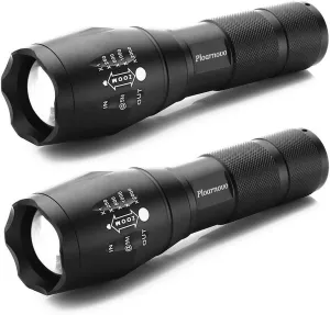 2 Pack Tactical Flashlight 2000 Lumens LED with Adjustable Focus and 5 Light Modes for Camping Hiking Emergency, Hurricane, Power Outage,Gift-Giving