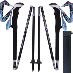 2 Pack Ultralight Carbon Fiber Trekking Poles Collapsible Adjustable with Antishock Grip and Tungsten Tips for Hiking Camping Backpacking Walking All Terrain