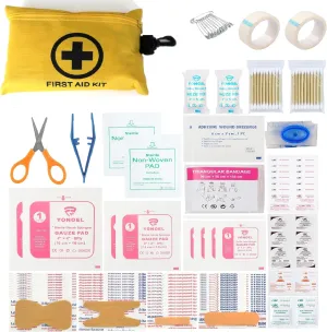 2 Packs Galaxy 151 Pcs First Aid Kits Small for Survival Emergency Trauma Military Tactical Medical School Office Home Hunting Camping Hiking Fishing Outdoor IFAK EMT Yellow Bag