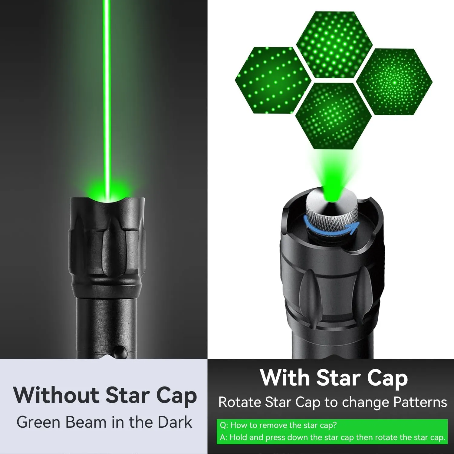 [2 Packs] Professional Rechargeable Green Light Beam Flashlight Long Distance Range for TV/LED/LCD Screens Tactical Flashlights Presentation Office/Outdoors/Astronomic/Construction [004](2)