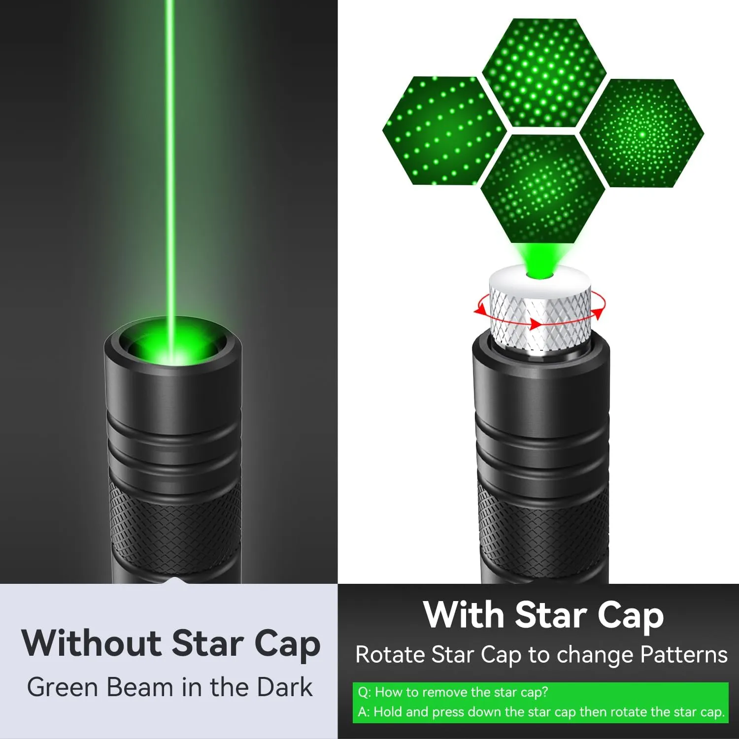 [2 Packs] Professional Rechargeable Green Line Light Flashlight Long Distance Range for TV/LED/LCD Screens Tactical Flashlights Presentation Office/Outdoors/Astronomic/Construction [006]
