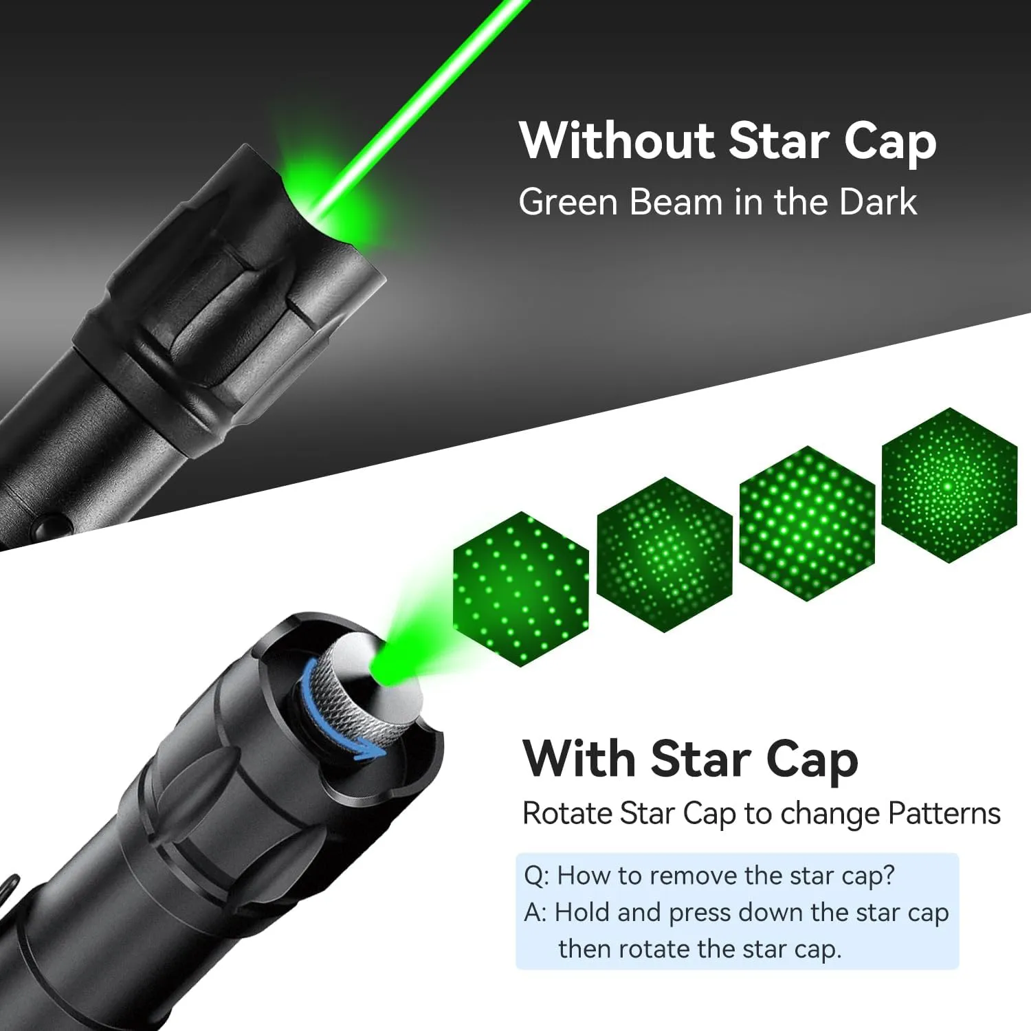[2 Packs] Rechargeable Professional Green Beam Flashlight Long Distance Range for TV/LED/LCD Screens Tactical Flashlights Presentation Office/Outdoors/Astronomic/Construction [002]