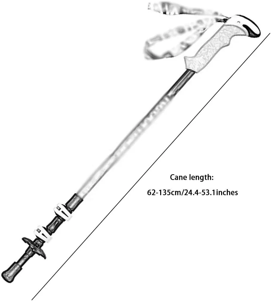 2 Pcs Adjustable Trekking Poles, Ultra Light Backpacking Walking Stick, with Safety Outer Lock, for Seniors, Men, and Women