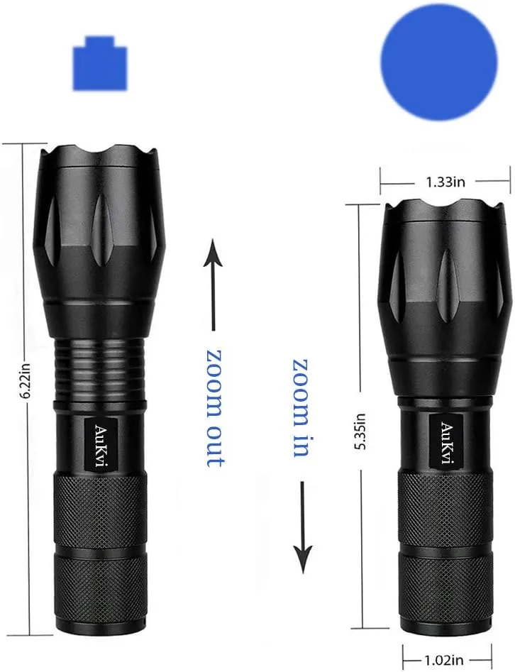 2 Pcs Powerful Blue Light Flashlight Single Mode Long Range LED Blue Flashlight for Night Fishing Hunting