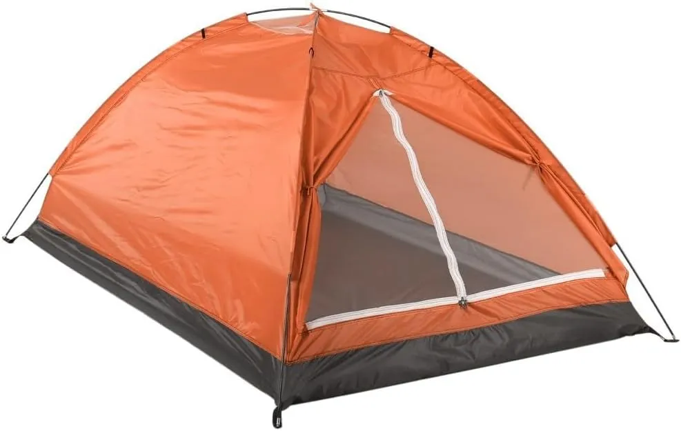 2 Person Camping Dome Tent, Lightweight Camping Tent Easy Set-Up Portable Backpacking Ultralight Waterproof Windproof Anti-UV Sun Shelter Tent Garden Sun Shield Outdoor Hiking(Orange)