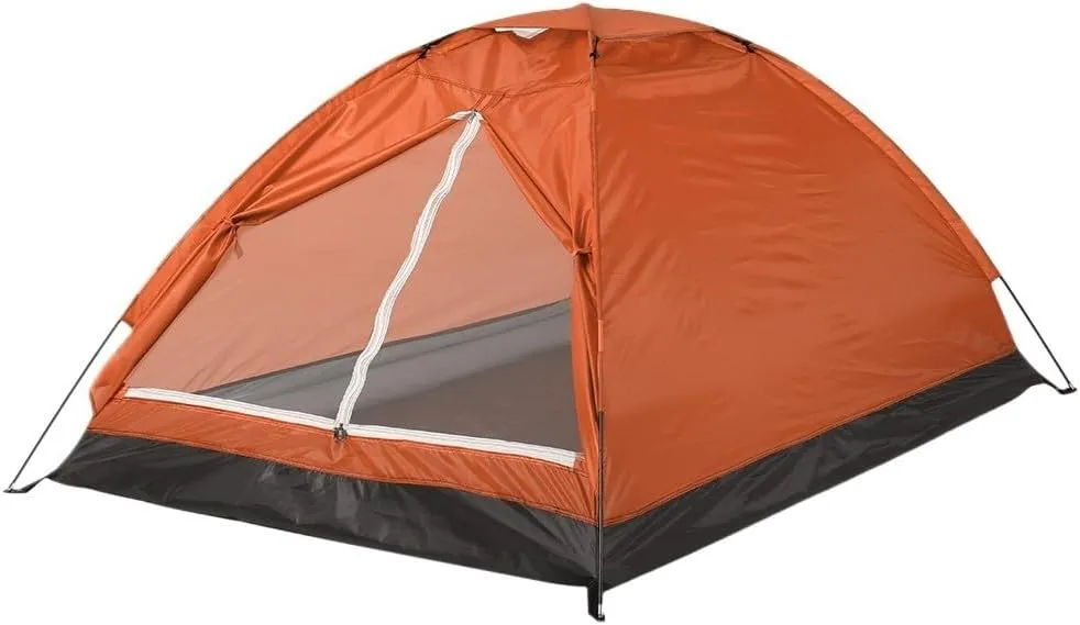 2 Person Camping Dome Tent, Lightweight Camping Tent Easy Set-Up Portable Backpacking Ultralight Waterproof Windproof Anti-UV Sun Shelter Tent Garden Sun Shield Outdoor Hiking(Orange)
