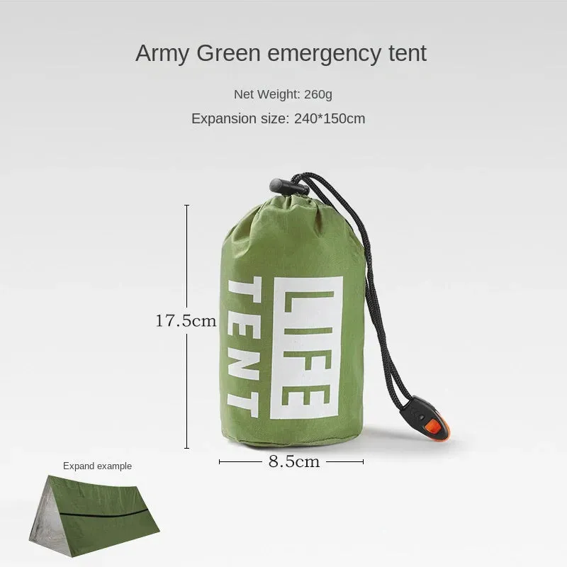 2 Person Emergency Shelter Bivy Survival Tent Kit - Mylar Tube Tent Sleeping Bag Waterproof Outdoor SOS Thermal Blanket Reusable