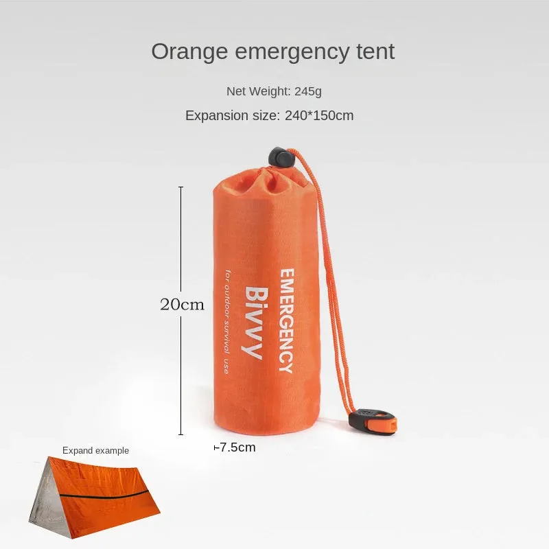 2 Person Emergency Shelter Bivy Survival Tent Kit - Mylar Tube Tent Sleeping Bag Waterproof Outdoor SOS Thermal Blanket Reusable