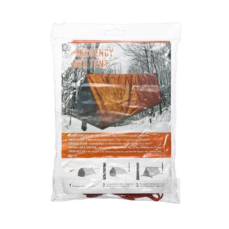 2 Person Emergency Shelter Bivy Survival Tent Kit - Mylar Tube Tent Sleeping Bag Waterproof Outdoor SOS Thermal Blanket Reusable