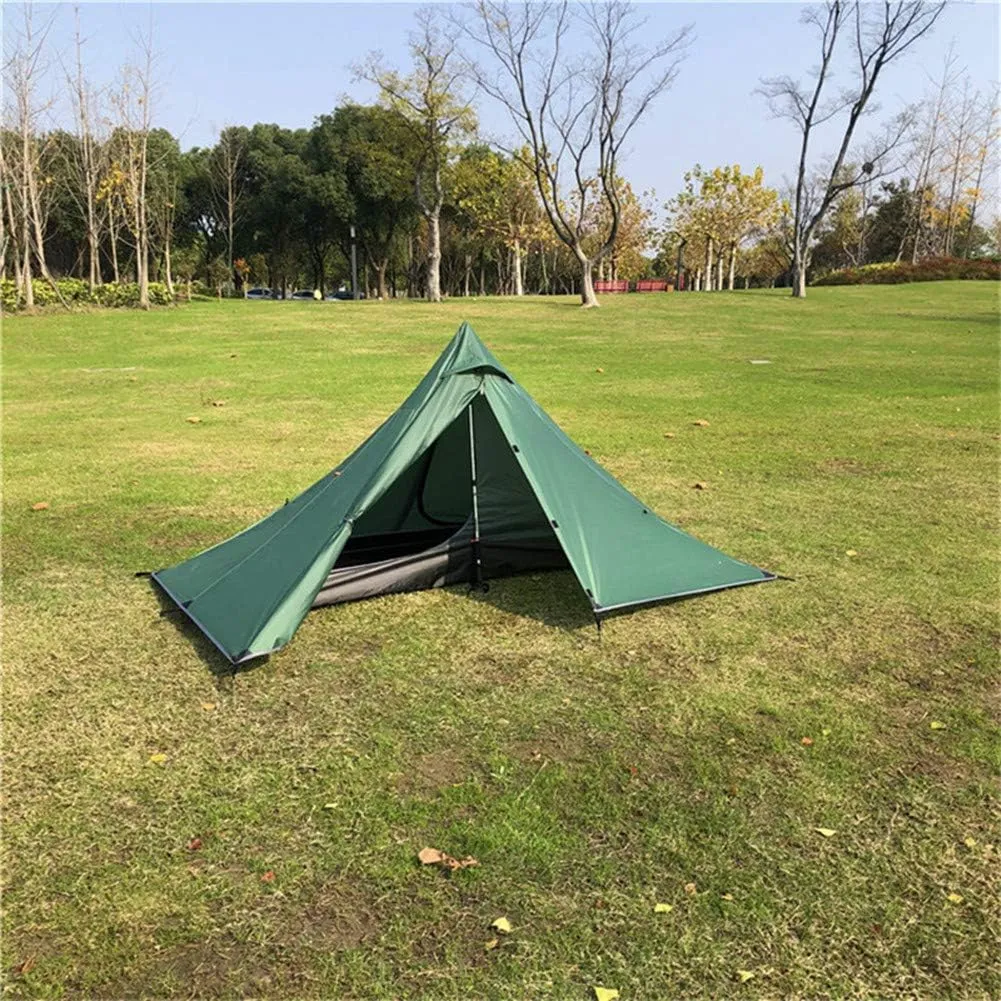 2 Person Pyramid Tent Waterproof 4 Season Double Layer Ultralight All Weather Camping Tent Rodless for Hiking Hunting