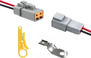 2 Pin Electrical Connector, DT 2 Way Waterproof Connectors with 14AWG Wires, 12V Low Voltage Auto Wire Conectors De Cables Para Carro for Car, Truck, Electrical Connection (1PC)