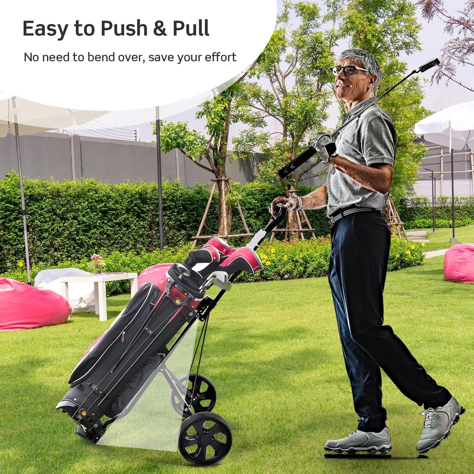 2 Wheels Foldable Golf Cart with Scoreboard