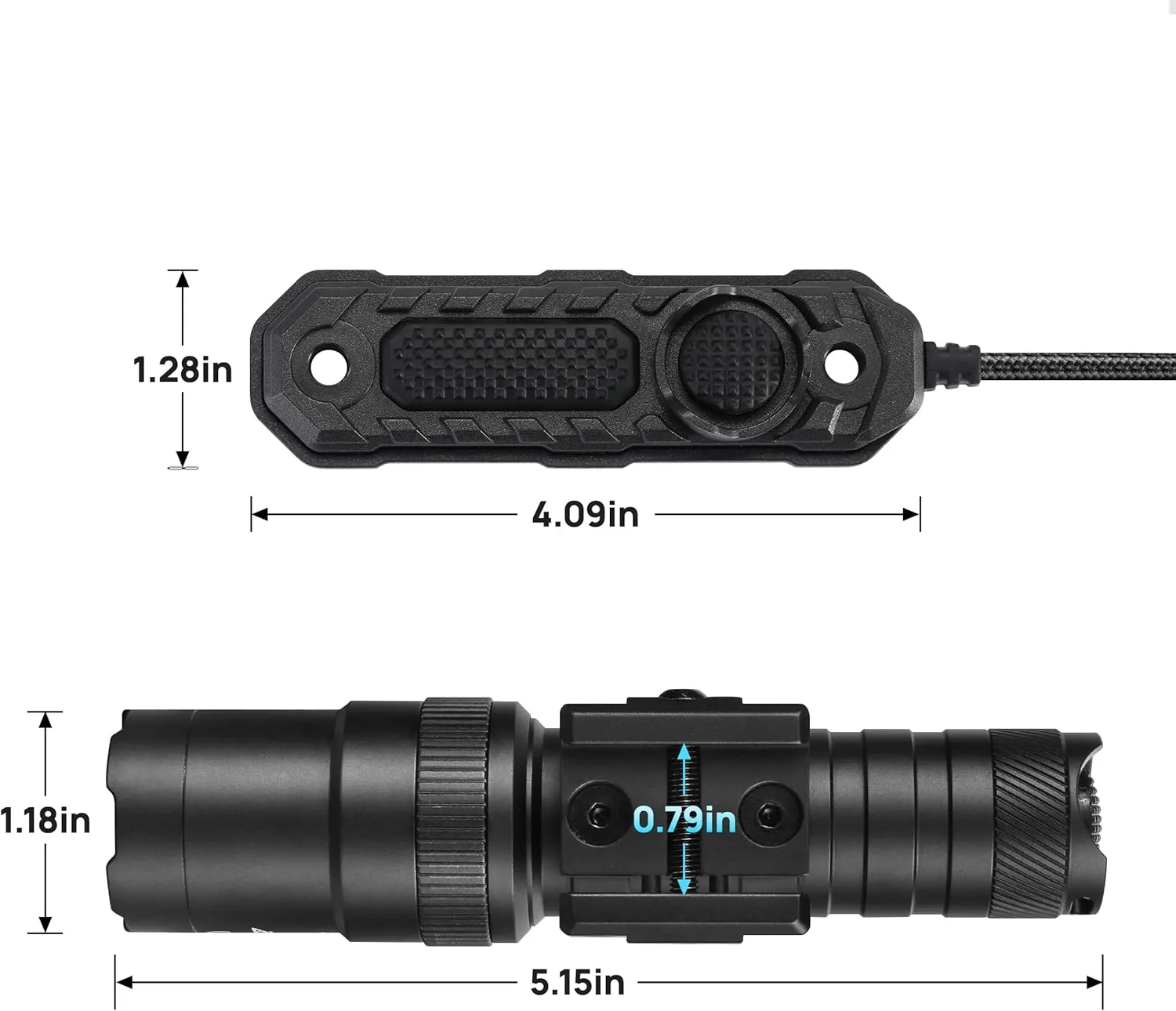 2000 Lumen Tactical Flashlight, Aircraft Aluminum LED Weapon Light, Long Runtime 90 Minutes Picatinny Laser Light, Rifle Flashlight with Momentary Strobe Function, Long Gun Light with Remote Switch