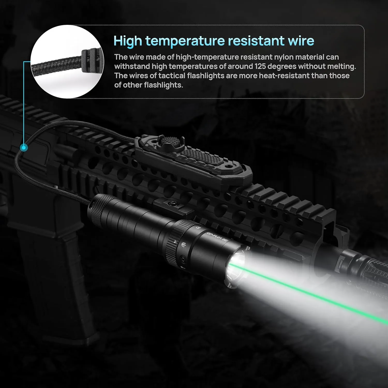 2000 Lumen Tactical Flashlight, Aircraft Aluminum LED Weapon Light, Long Runtime 90 Minutes Picatinny Laser Light, Rifle Flashlight with Momentary Strobe Function, Long Gun Light with Remote Switch