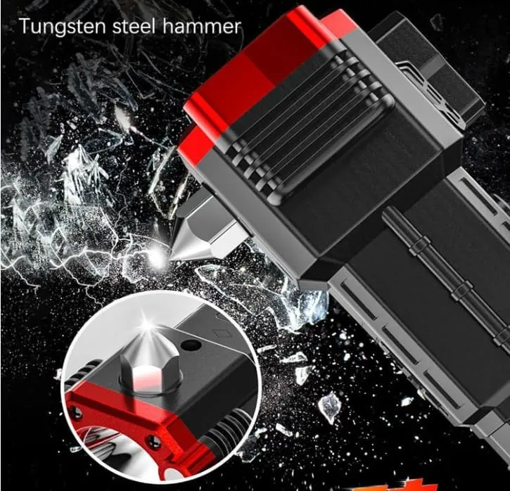 2024 Multifunctional Rechargeable Tactical Led Flashlight,Super Bright Tactical Multi Function Torch,Emergency Car Flashlights USB Charge for Car Safety, for Outdoor Camping (Red)
