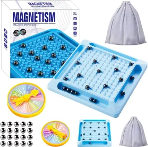 2024 New Magnetic Chess Game with Stones, 2 Player Magnet Chess Game Board Set, Family Party Magnetic Rock Game, Magnetic Battle Chess Strategy Magnet Games for Kids and Adults