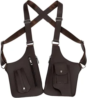 2025 New Double Shoulder Armpit Bag – Anti-Theft Underarm Leisure Backpack with Multi-Pocket & Hidden Strap Wallet (Dark Brown)