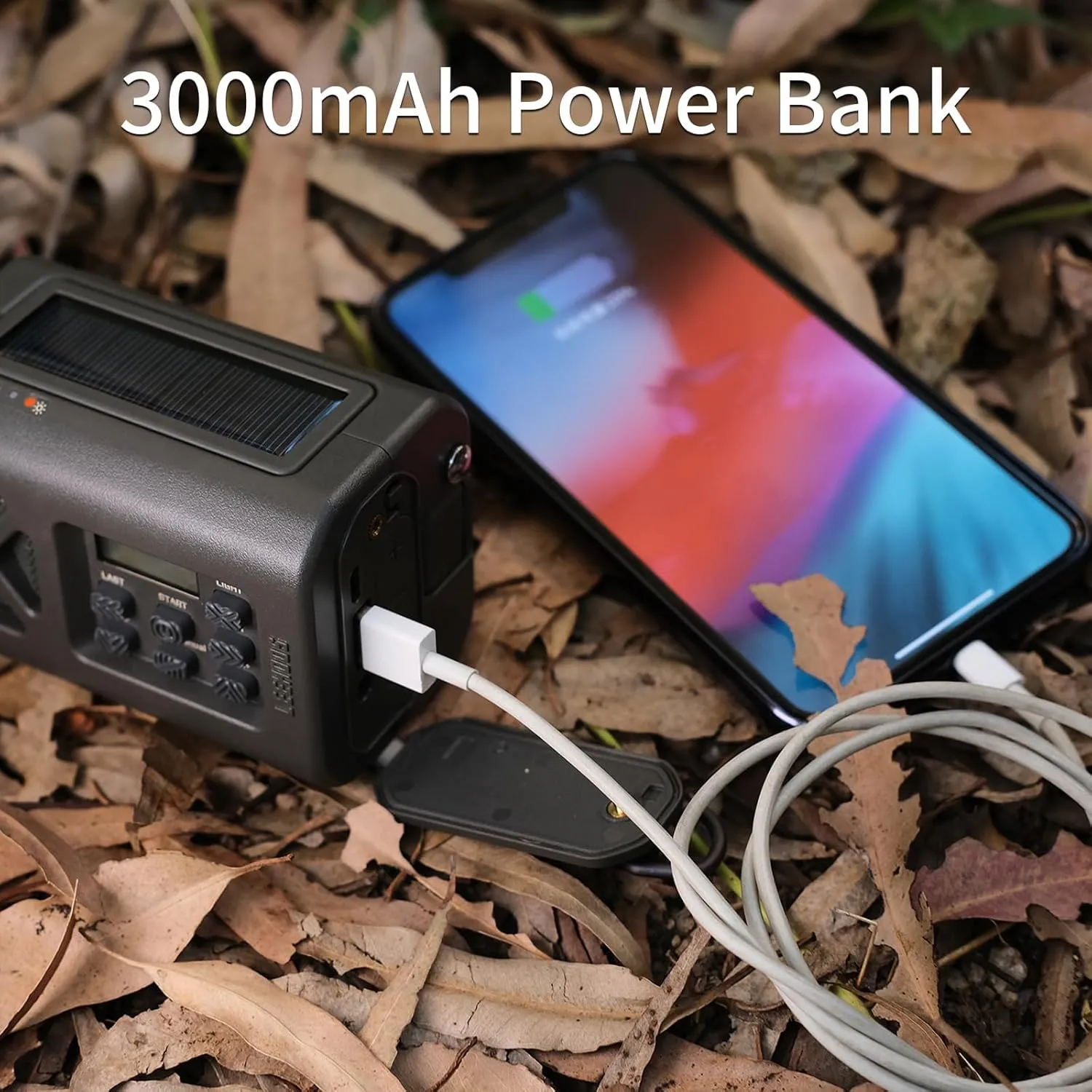 【2025 Newest】Leehoos Emergency Crank Weather Radio, NOAA/AM/FM Portable Solar Radio with 3000mAh Power Bank Phone Charger, USB Charged, Battery Powered, Hand Crank, SOS Alarm, Flashlight, Reading Lamp