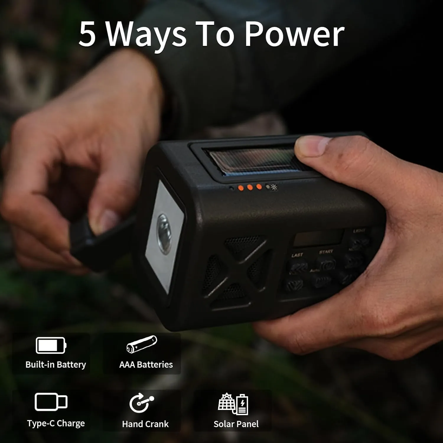 【2025 Newest】Leehoos Emergency Crank Weather Radio, NOAA/AM/FM Portable Solar Radio with 3000mAh Power Bank Phone Charger, USB Charged, Battery Powered, Hand Crank, SOS Alarm, Flashlight, Reading Lamp
