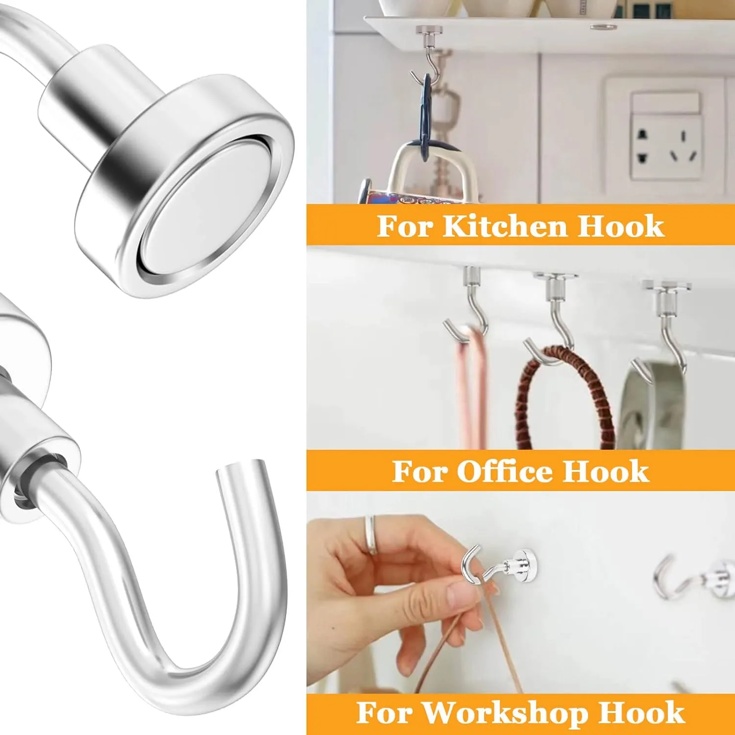 20Pack Magnetic Hooks, 35lb  Strong Magnetic Hooks Heavy Duty Rare Earth Neodymium Magnets with Hooks for Hanging, Heavy Duty Hooks Magnetic for Cruise Cabins Camping Kitchen Fridge Classroom Office